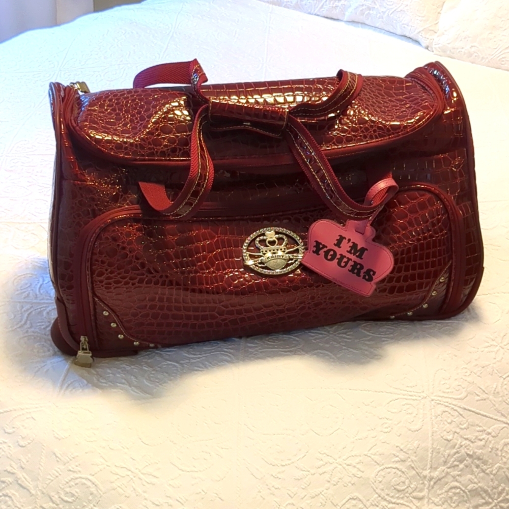 Red Croc-Embossed Women's Satchel Bag - I'm Yours Tag